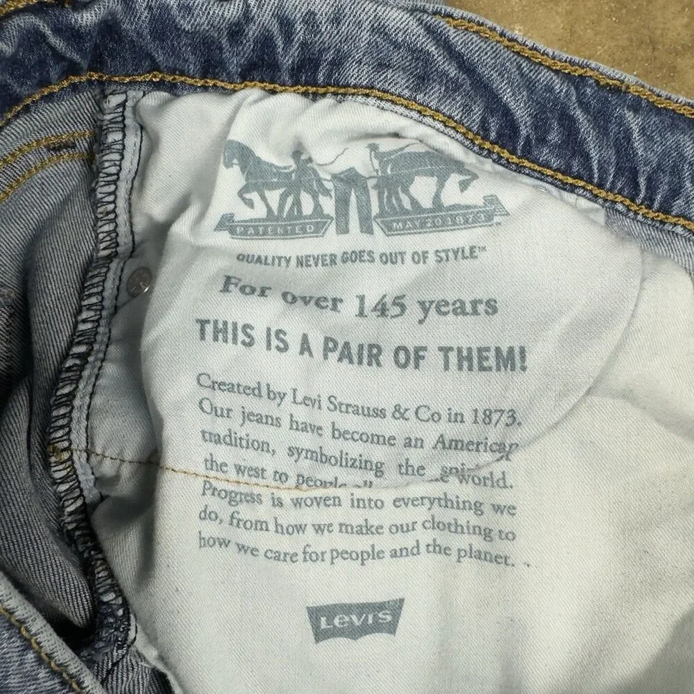 Levi’s 514 Straight Fit Blue Jeans Men’s Size 37x29.5 Distressed Wash Denim‎